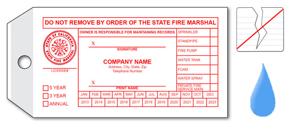 California Wet Sprinkler Inspection Tag California Wet Sprinkler Inspection Tag