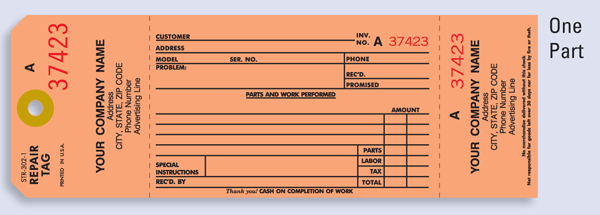 Repair Tag - One part Repair Tag - One part