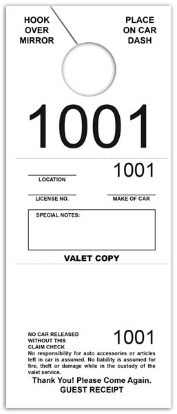 Numbered parking tag Numbered parking tag