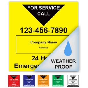 Weatherproof Service Call Labels - HVAC