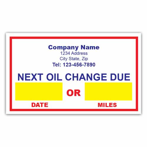 Next Oil Change Sticker