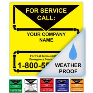 Weatherproof Service Call Labels - Plumbing