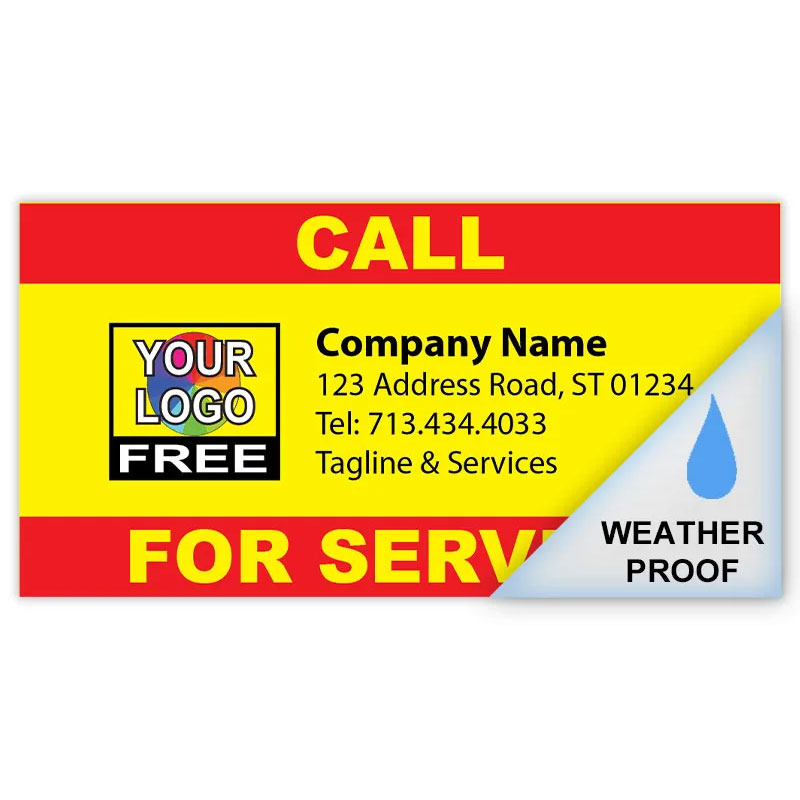 Custom Call for Service Weatherproof Label