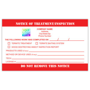 Pest Control Notice of Inspection Completion Label