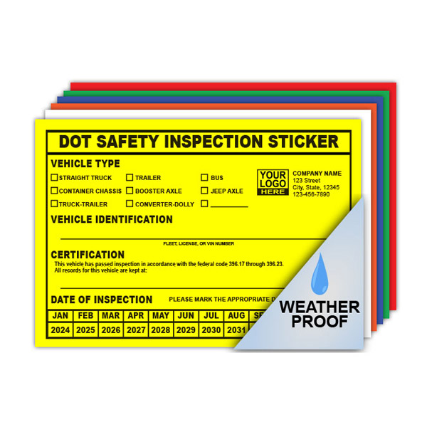 Custom DOT Vehicle Safety Inspection Stickers